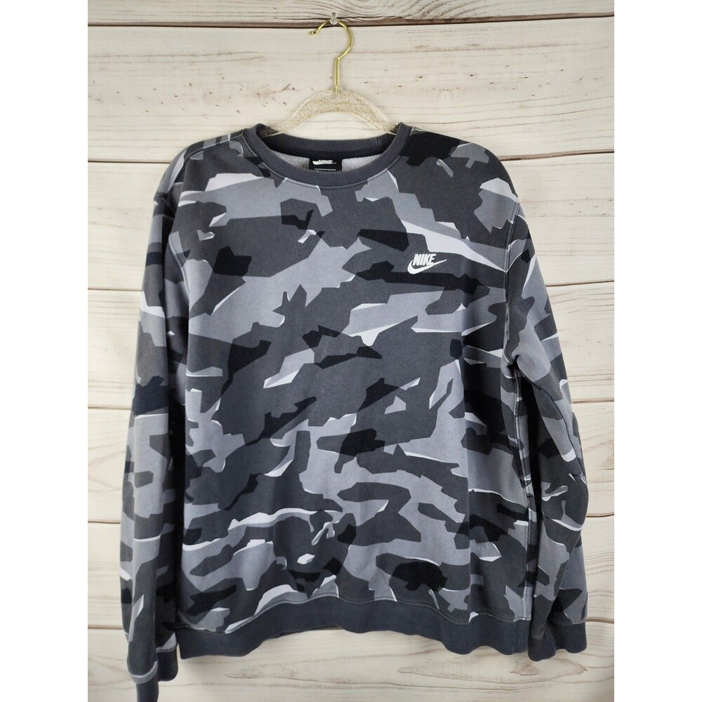 Nike Men’s Pullover Crewneck Camo Sweatshirt Swoosh Size Mens XL